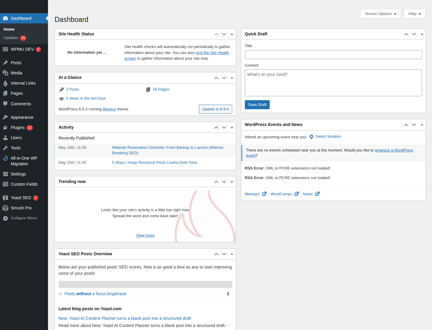 SEO monitoring checklist on a laptop during a website update.